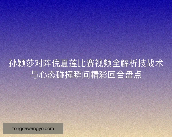 孙颖莎对阵倪夏莲比赛视频全解析技战术与心态碰撞瞬间精彩回合盘点