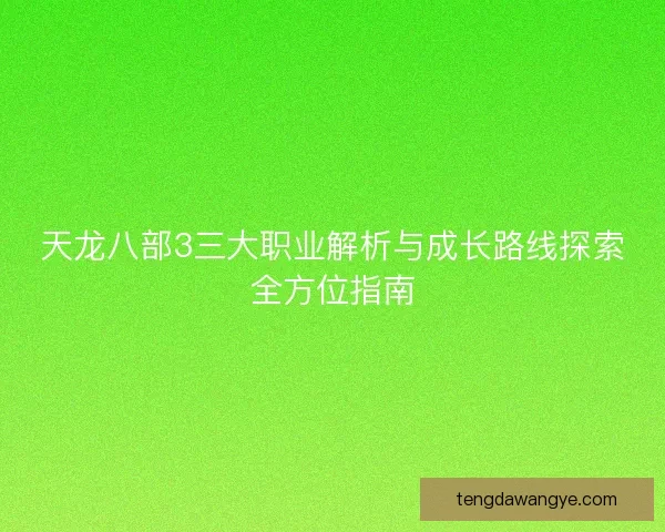 天龙八部3三大职业解析与成长路线探索全方位指南