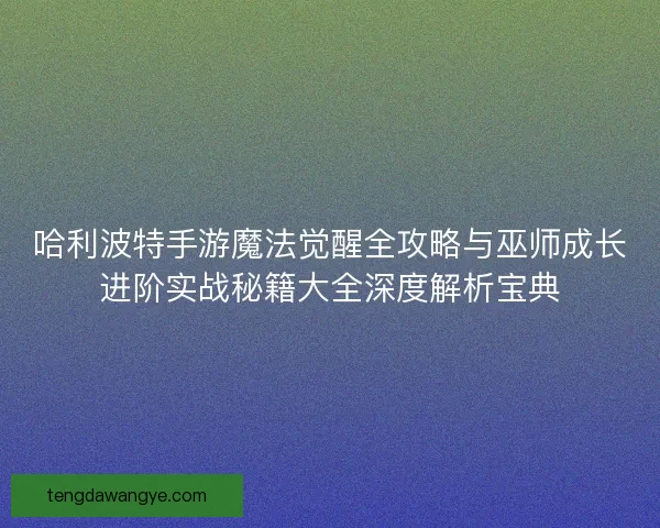 哈利波特手游魔法觉醒全攻略与巫师成长进阶实战秘籍大全深度解析宝典
