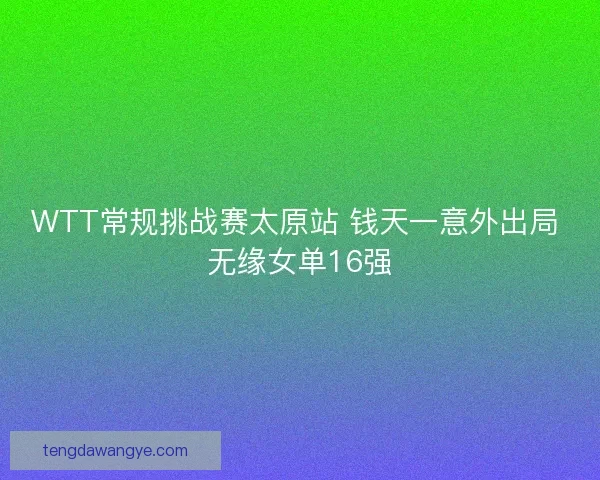 WTT常规挑战赛太原站 钱天一意外出局 无缘女单16强